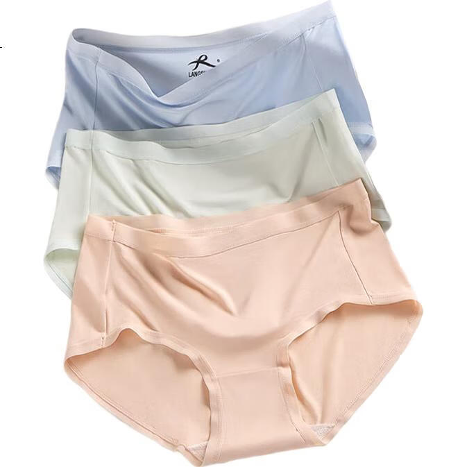 LangSha Modal Women's Underwear, Silk Antibacterial Crotch, High-Elasticity Comfortable Breathable Mid-Rise Young Women's Triangle Briefs Shorts