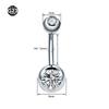 F136 Titanium Internal Thread Belly Button Ring Double Zirconia Set Navel Piercing Jewelry