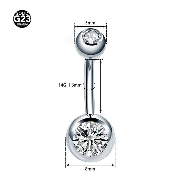 F136 Titanium Internal Thread Belly Button Ring Double Zirconia Set Navel Piercing Jewelry