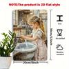 Vintage Little Girl Washing Hands Metal Sign  X Rustic Iron Wall Art for Bathroom Bedroom Laundry Room Decor
