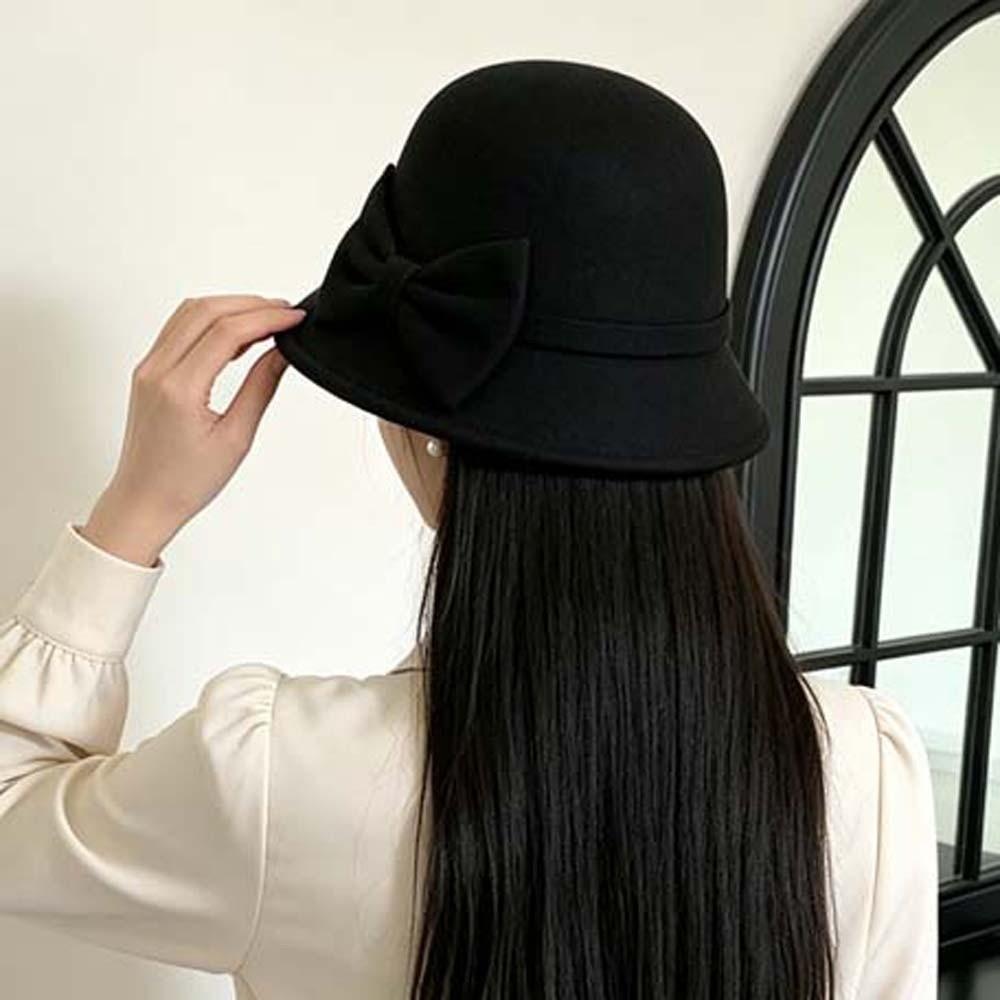 Soft Felt Retro Cloche Cap Warm Fleece Vintage Fedora Cap Winter Woolen Hat Shopping Day