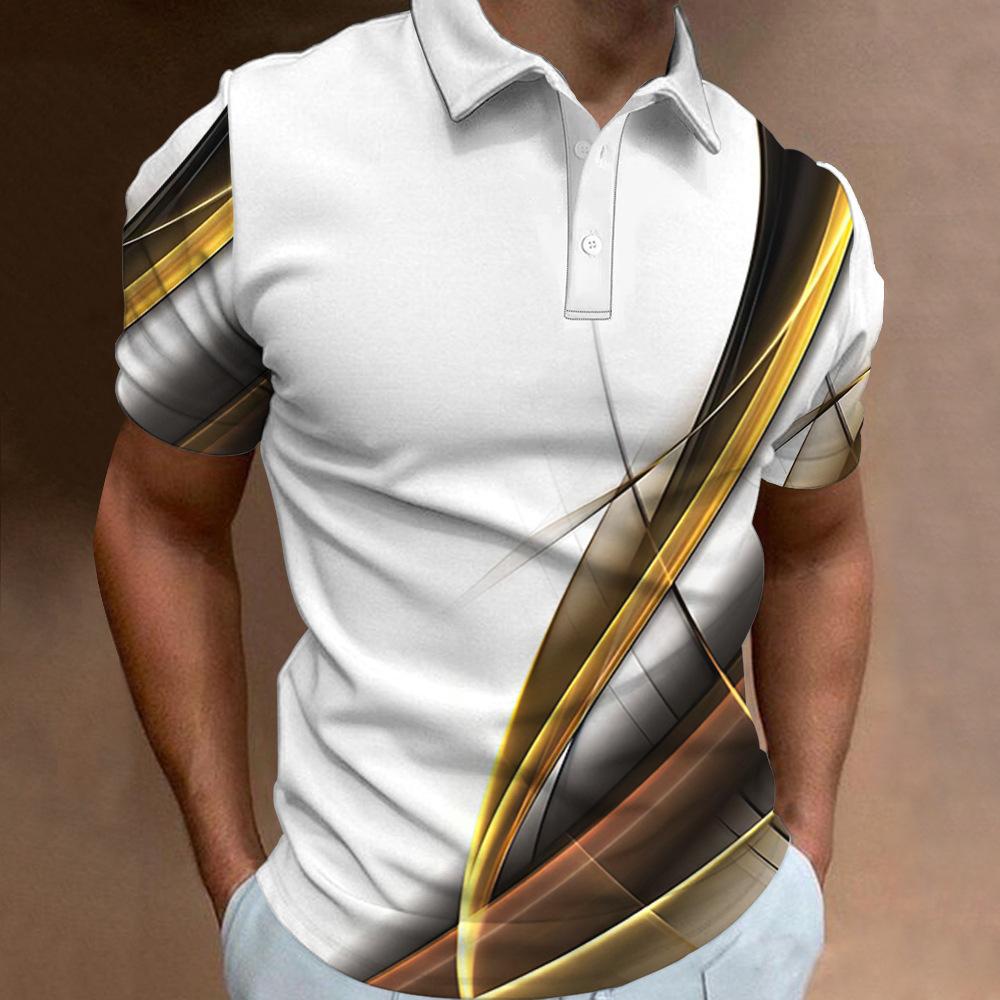 European and American New Men's 3D Printed Versatile Colorful Plant Short Sleeved Polo Shirt