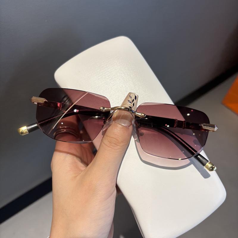 New Brown Sunshade Eye Protection Reading Glasses Middle-Aged Elderly People High-End Frameless Diamond-Cut Edge Anti-Uv