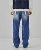 DEMADEN Side Leather Line Wide Pants Blue