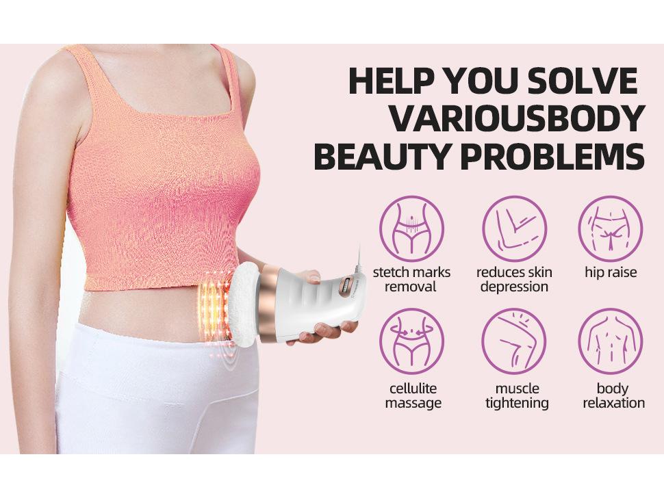 Handheld Multi-Head Cellulite Massager with Vibration and Cloth Cover for Home Slimming