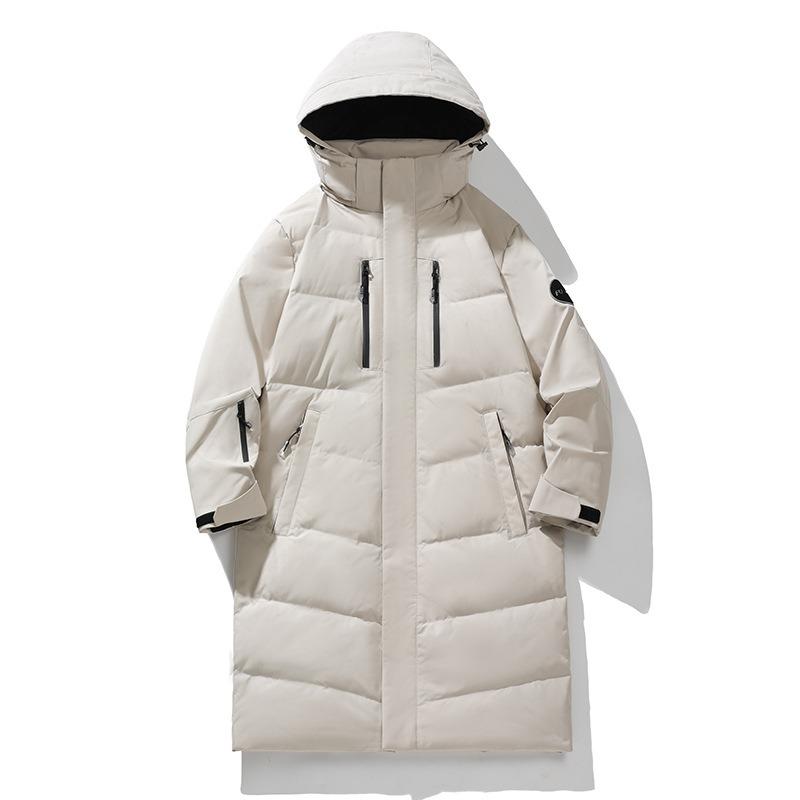 

Длинные куртки ниже колена для мужчин и женщин, зимняя новая свободная куртка с капюшоном высокого класса с наполнителем из белого утиного пуха 3XL