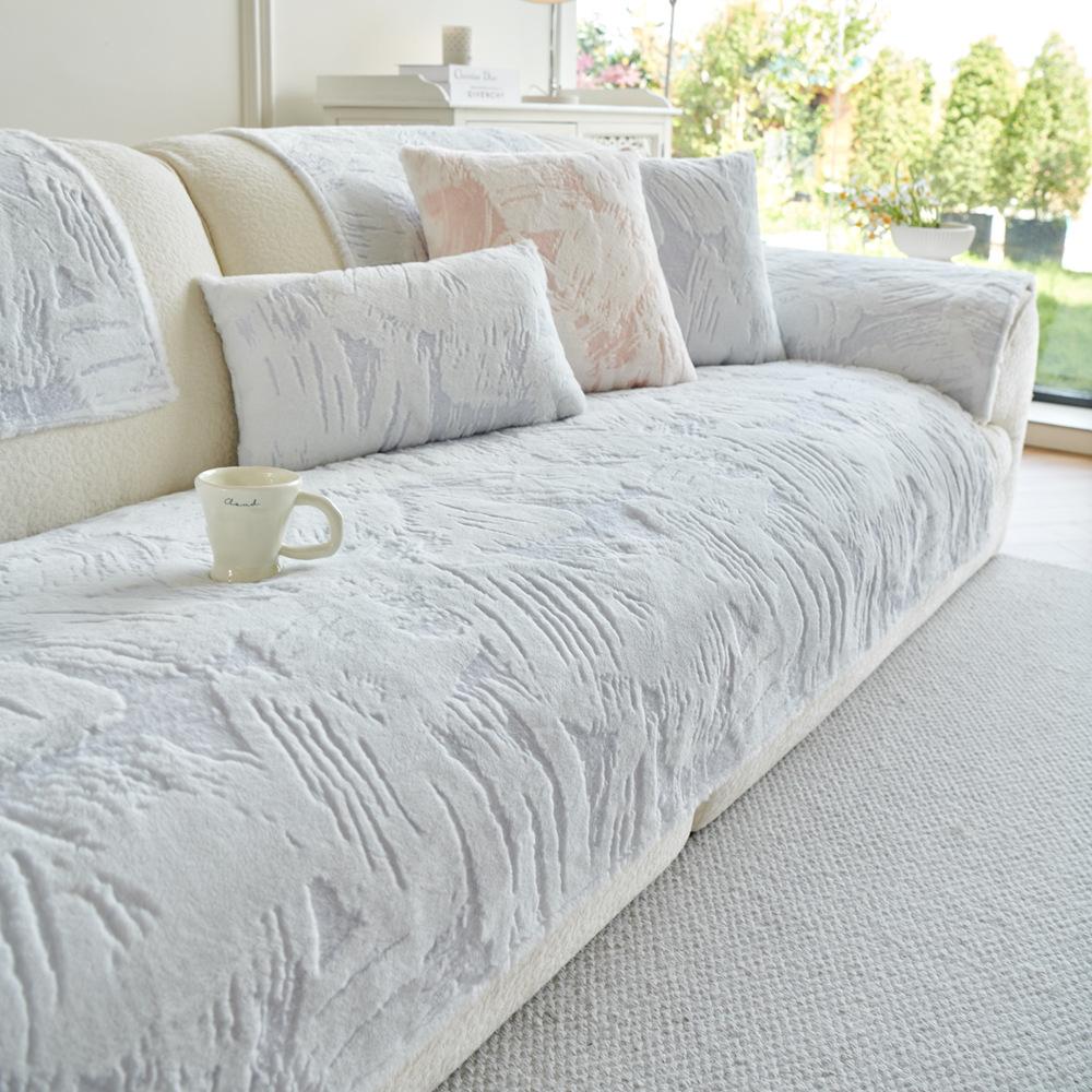 

Rabbit Plush Sofa Cushion Winter Thickened Seat Cushion Non-Slip Sofa Cover Winter Warm Sofa Cover Cloth Towel 70*70cm