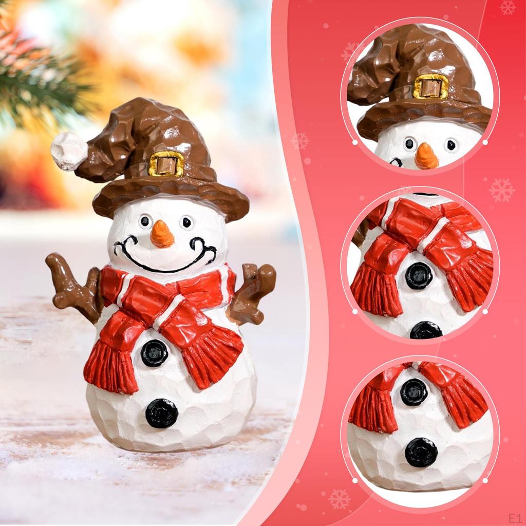 Christmas Snowman Figurine Ornament Holiday Figure Xmas Sculpture for Desktop Party Indoor