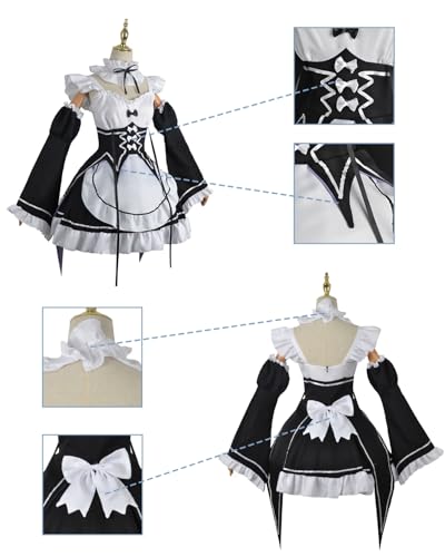 ReZero Starting Life Another World Cosplay Wig Rem Ram Emilia Natsuki Subaru Maid Outfit Costume Adult