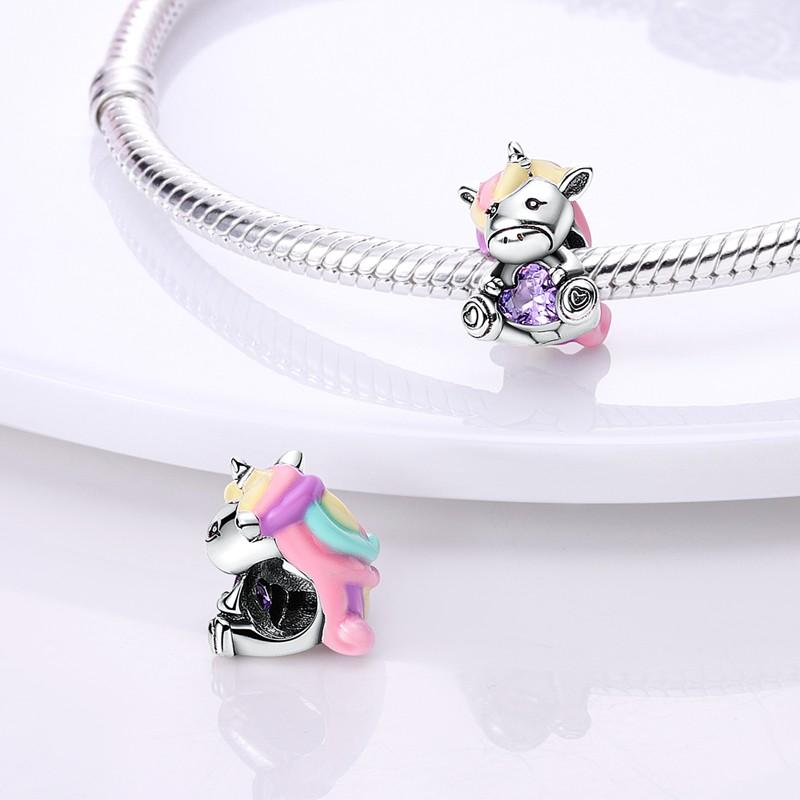 Majestic Unicorn Charm Bead Charms Copper Bead Charms Lovely Colorful Pendant Accessories Bracelets Do It Yourself Women Authentic Jewellery Gift