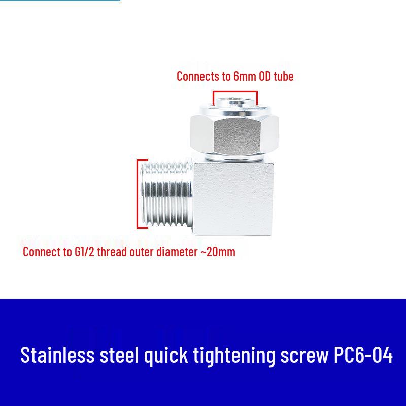 304 Stainless Steel Pneumatic Quick Connect Fitting for Air Hose and PTFE Tube, PC8-02.