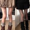 1-2pairs Punk Style Cross Dark Hollow Bottom Lolita Japanese Black Spicy Girl Slimming Pantyhose Black Stockings