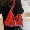 Simple Solid Color Fashion Casual Pleated Shoulder Bag 2025 New High-end Trend Underarm Bag Women's Bag