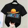 One Piece Monkey D Luffy Kids Cotton TShirt Adult Boys Girls Family Matching Casual Tee Cute Anime Print Summer Tops for Fans