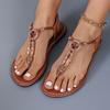 2026 New Women Sandals Summer Casual Lightweight Shoes Woman Beading Elastic Band Flip Flops Femme Fashion Flat Outdoor Sandals