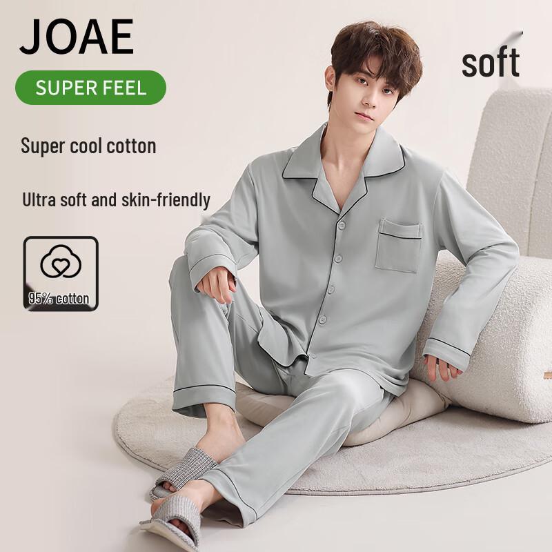 JOAE Men s Long Sleeve Pure Cotton Pajama Set XXL