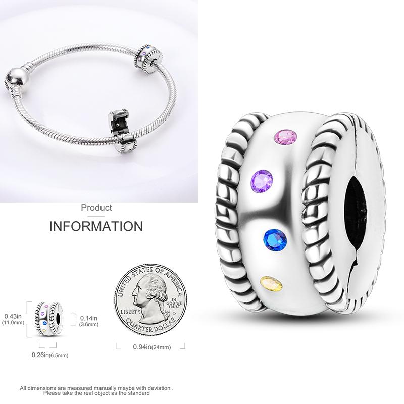 Cat Butterfly Daisy CZ Pave Clip Charm Bead Components Positioning Buckle Copper Metal Silicone Spacer Bead Components Compatible With Authentic