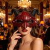 Lightweight Costume Face Mask Demon Horn Mask, Halloween Devil Head Cosplay Prop, Masquerade Vintage Style Party Horror Accessory, Carnival