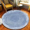 Hellblau Abgenutzter Baumring Konzentrischer Kreis Runder Teppich Rutschfeste Abstrakte Fußmatte Vintage Holzmaserung Linien Teppich für Schlafzimmer