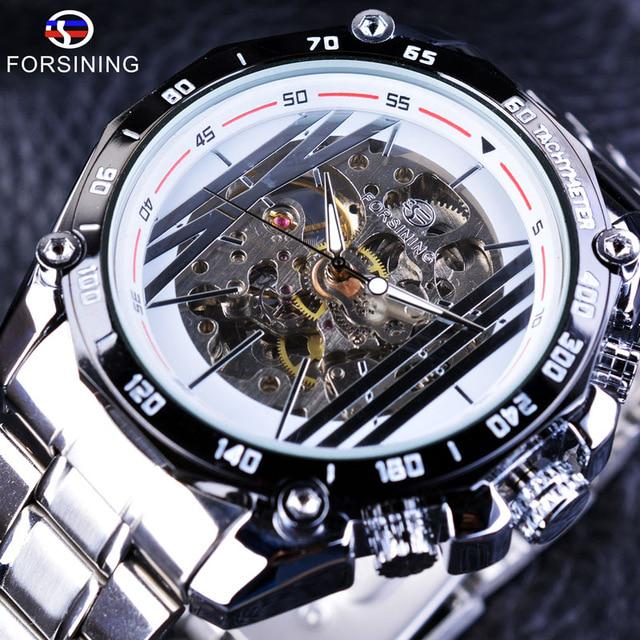 Forsining Luxury Steampunk Dial Men Creative Automatic Mechanical Wrist Watch Military Sport Design