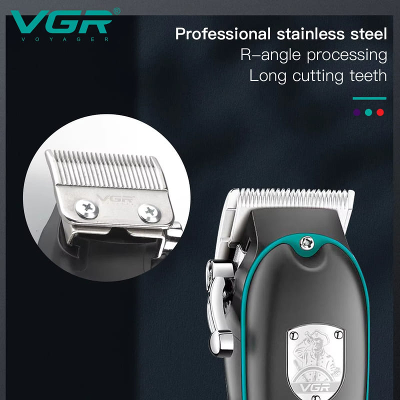 VGR V-123 Professional Men's High-power Corded Hair Clipper for Salon Electric Hair Clippers with Multiple Sizes Limited Combs and Adjustable Blades