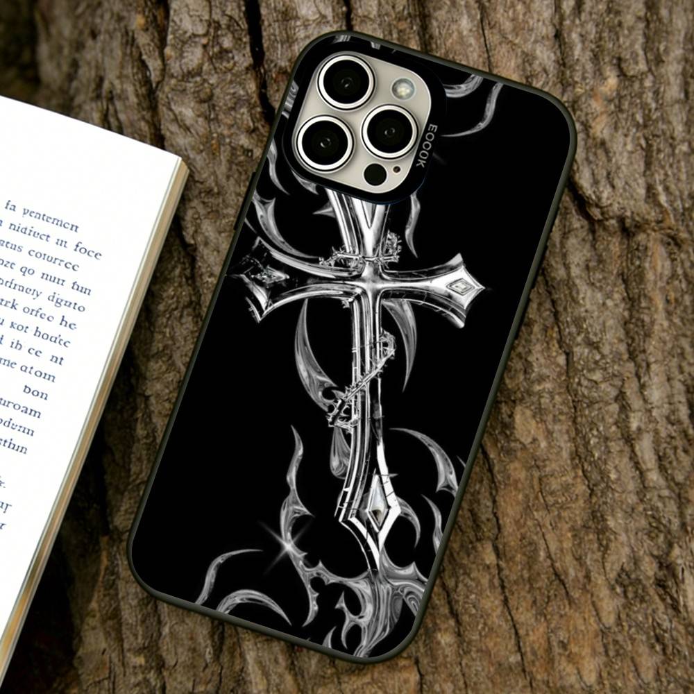 

Cyber Sigil Cross Phone Case For iPhone 17,16,15,14,13,12,11 Plus,Pro Max,XS,Colorful Silver Phone case Funda Cover iPhone13Pro