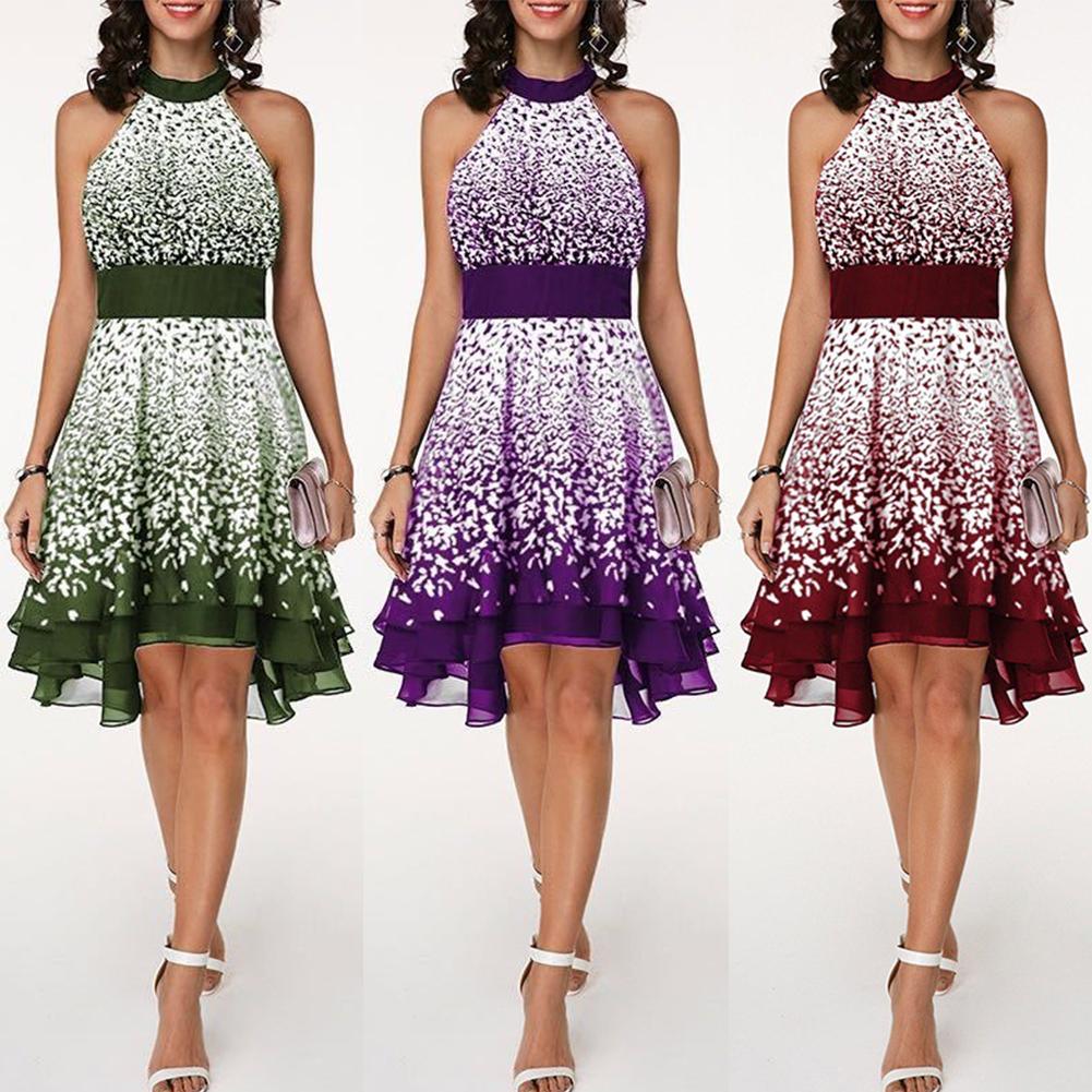 Buy Fashion Party Layered Chiffon Evening Lady Sleeveless Band Waist