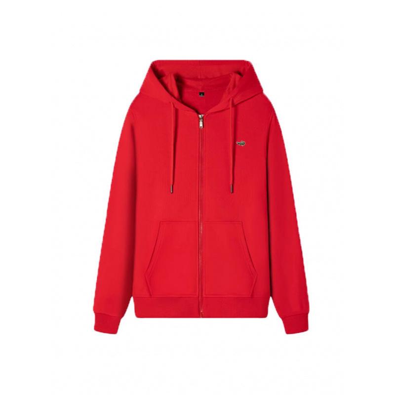 Unisex Frottee-Strickjacke mit Stickerei (Fisch), Reißverschluss und Taschen - Lockere Passform für Herbst/Winter-Sport.