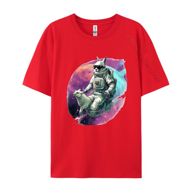 Astronaut Känguru Reitet Auf Einem Pferd T-Shirt für Männer Tier T-Shirts Verrückte Oberteile T-Shirts Im Angebot Grafik T-Shirts