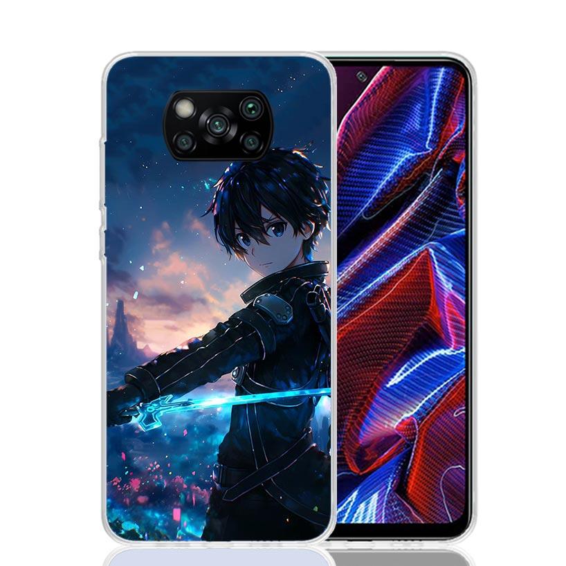 Sword Art Online Kirito Phone Case For Xiaomi Poco X7 X6 X5 Pro F7 Ultra Redmi 15C 15 13 13C 12 12C 10 10A 10C 9 9A 9C 9T Cover