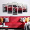 Unframed 5 Pcs Black and White Red Sports Car Paintings Canvas Pictures Wall Art Posters for Living Room Office Home Decor No Framed