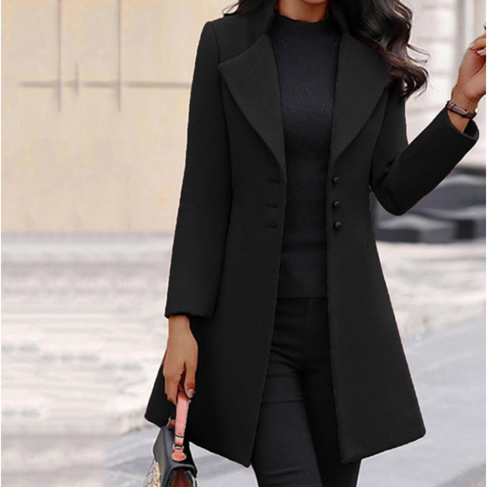 Stand Collar Trench Women Coat Windbreaker Fitted Clothes Femme Loose Cloak Woolen Single-breasted Coat Outwear