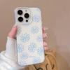 ins Korean blue line flower suitable for Apple iPhone16/17Pro mobile phone case 15IMD13 simple 14
