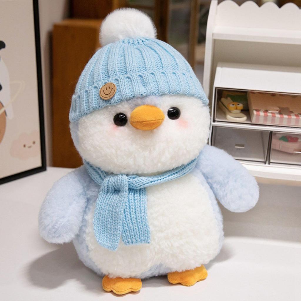 Cute Fluffy Penguin Plush Toy, 30cm, Perfect Gift for Kids (Light Blue)