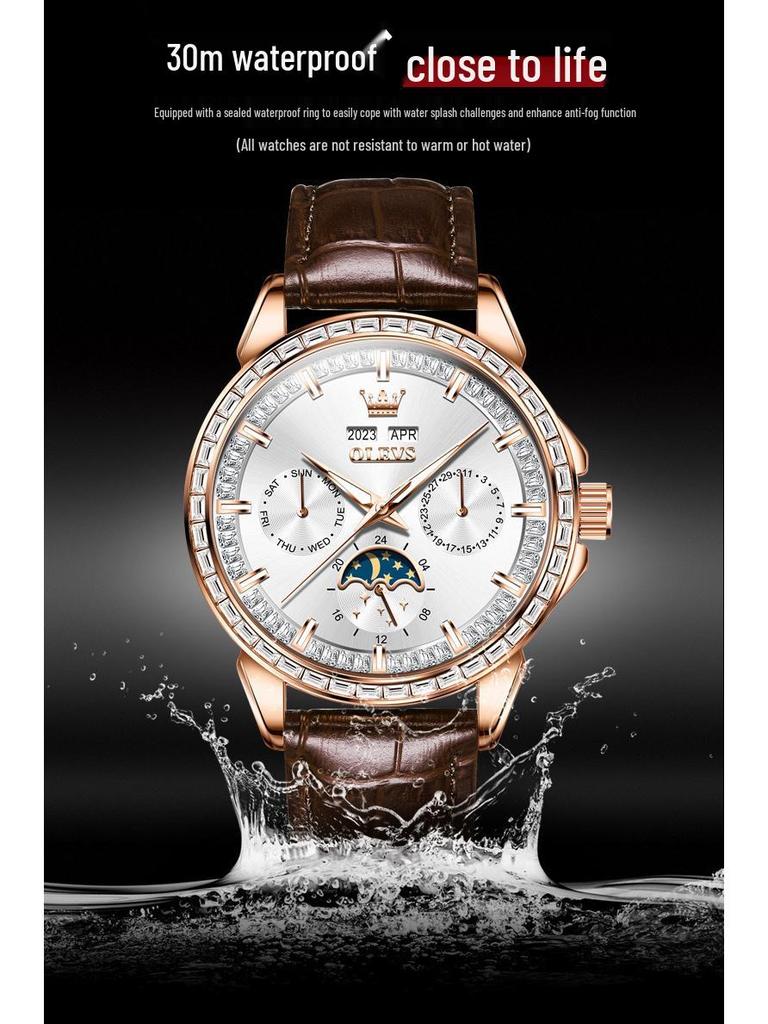 OLEVS Herren Multifunktions-Ewiger Kalender Mechanische Uhr