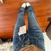 Comfortable High Waist Design Sense Loose Straight Jeans Female Autumn Blue Small People Show Skinny Narrow Version Wide Leg Trousers Long Denim Pants