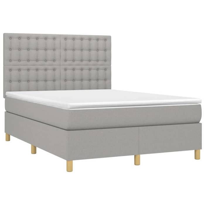 VidaXL Slat Bed Base with Mattress and LEDs, Upholstered Bed, Double Bed, Adult Bed for Interior Bedroom, 3135757
