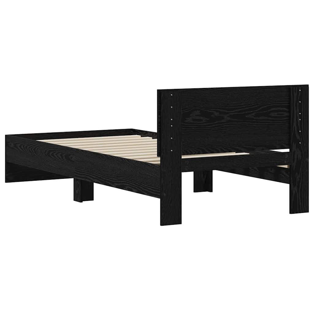 Bed Frame Black Oak Effect 75 x 190 cm Engineered Wood