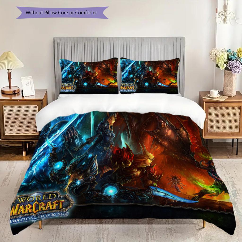 Epic Fantasy Battle Scene Bedding (1 * duvet cover + 2 * pillowcase, without core) 2D Flat Soft and comfortable Bedding set Christmas birthday gift