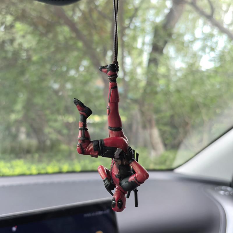 Deadpool car rearview mirror pendant reading Deadpool car pendant mini model toy action figure Christmas gift