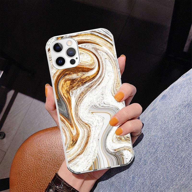 Fashion Gold Pink Geometric Marble Phone Case For iPhone 17 Air 16 Pro Max 16E 15 + 14 Plus 11 12 13 Mini 7 8 SE Gift Print Cove