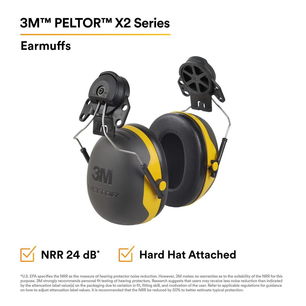 3M Peltor X2P3E NRR 24 One Size Fits X2P3E of by 3M X-Series Cap-Mount Earmuffs, dB, Most, Black/Yellow (Pack 1)