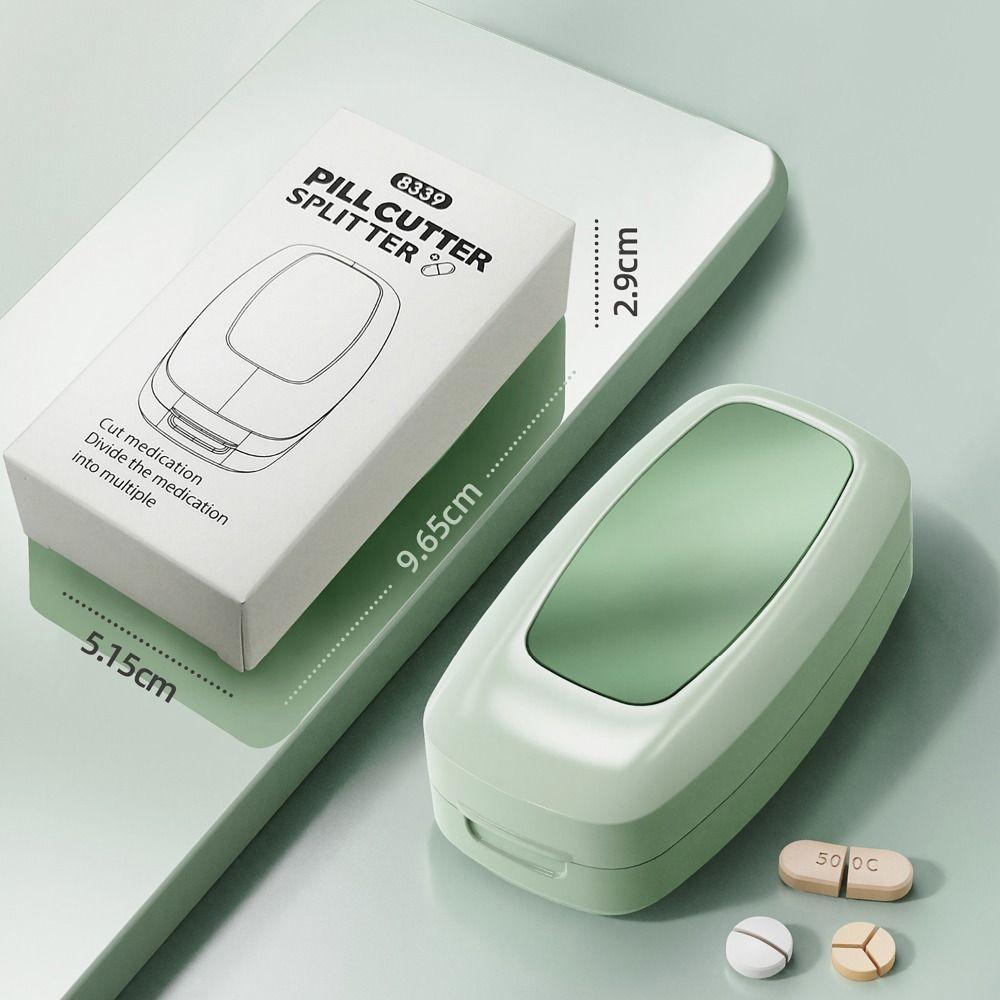 Drug Tablet Pill Divider Storage Box Dustproof Crusher Divider for Small or Large Pills