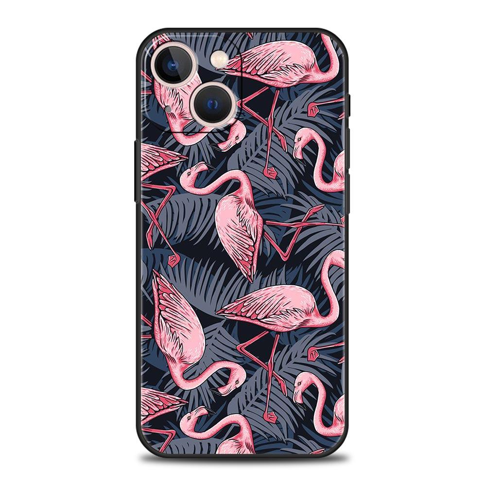 Pink Red Flamingo Luxury Phone Case For iPhone 11 14 15 Pro MAX 12 13 Mini 7 8 Plus X XR XS SE Silicone Shockproof Cover Funda