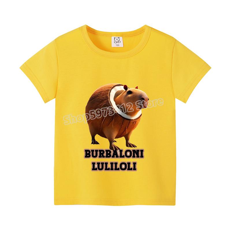 Italian Brainrot Color T-shirt Summer Short Sleeved Boys' Cute Clothes Children's Anime Top Cartoon Digital T-shirt Gift