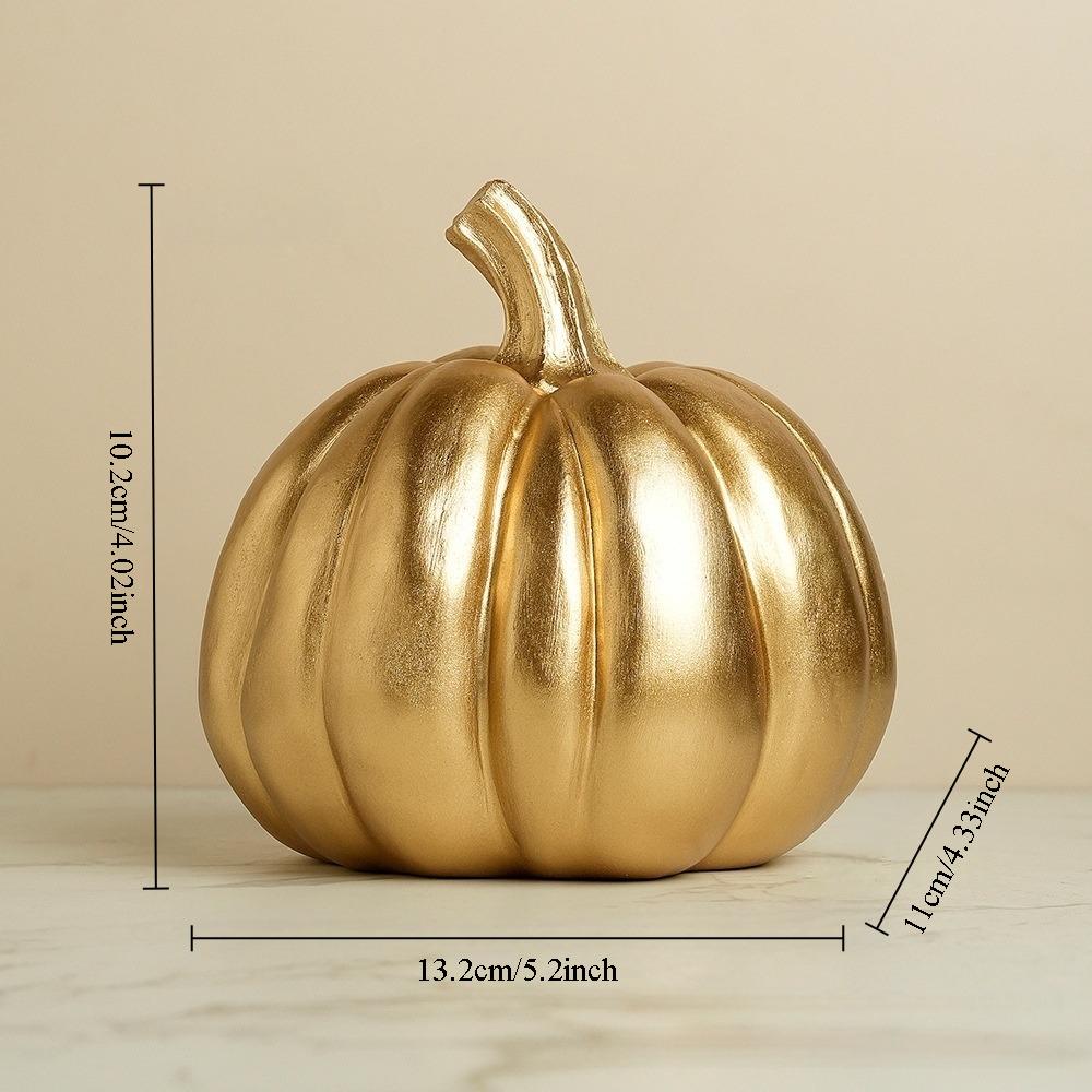 Golden Pumpkin Statue Thanksgiving Decorations Resin Pumpkin Figurine Autumn Farm Home Desktop Hallowee Party Ornament