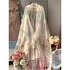 Chinese Tang Dynasty Style Hanfu Embroidered Large Sleeve Shirt HE ZI Skirt Daily Suit For Women