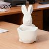 Bunny Holding Bowl 3D Printed Easter Candy Bowl, Cute Rabbit Figurine, DIY Paintable White Desk Decor for Living Room Office, Versatile Trinket Holder