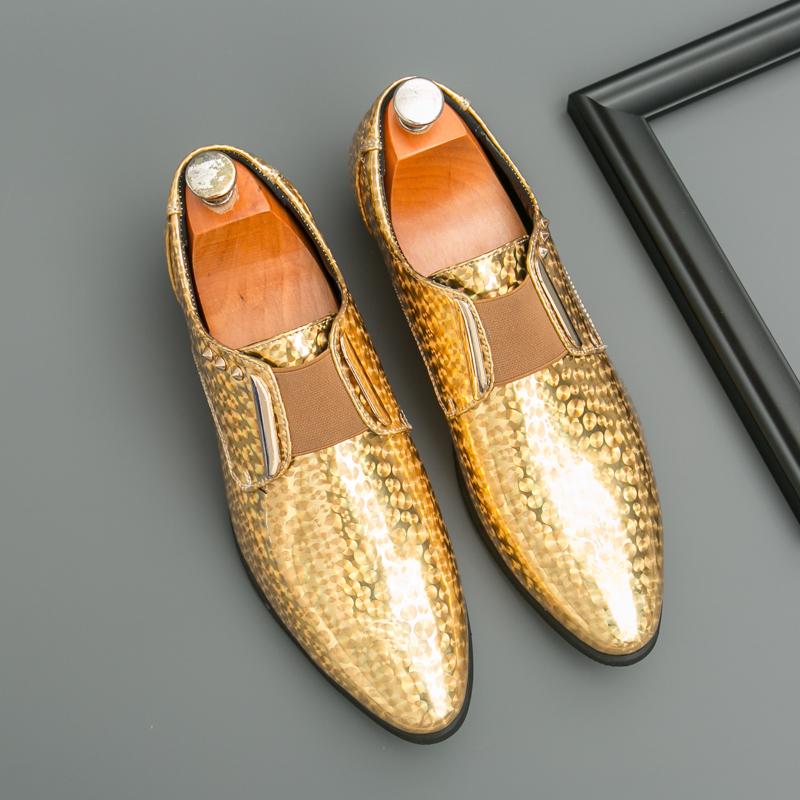 Luxury Golden Men Dress Shoes Elegant