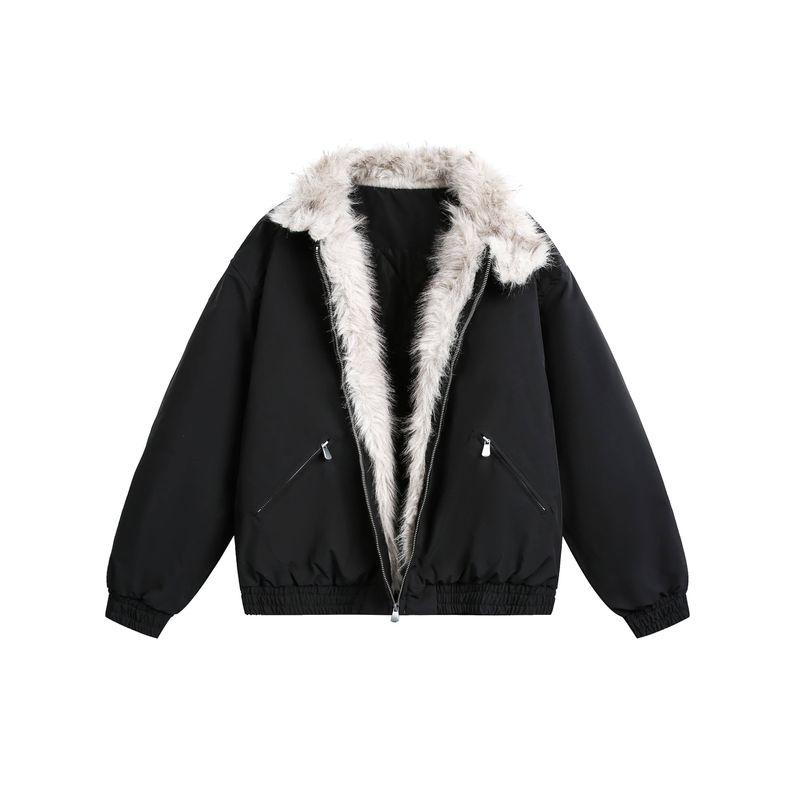 Blaexit Faux Mink Fur Collar Harrington Jacket Men's Thickened Winter down Cotton Short Coat
